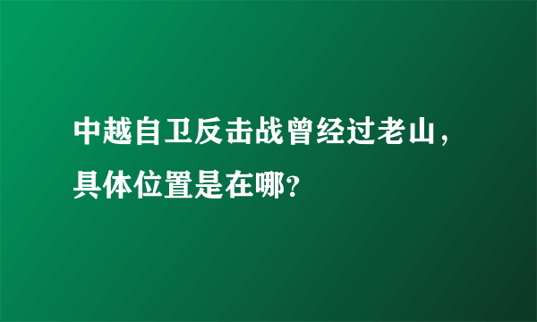 中越自卫反击战曾经过老山，具体位置是在哪？