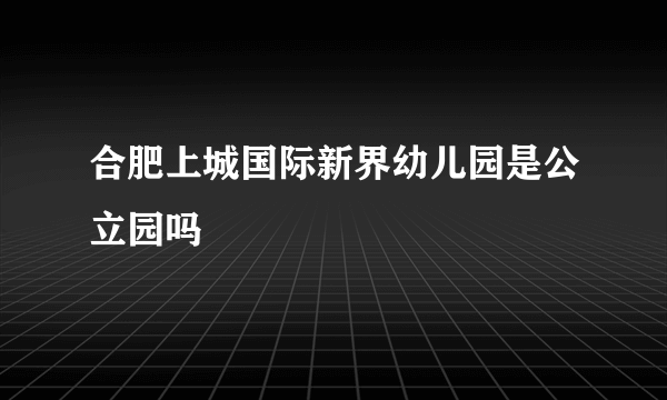 合肥上城国际新界幼儿园是公立园吗