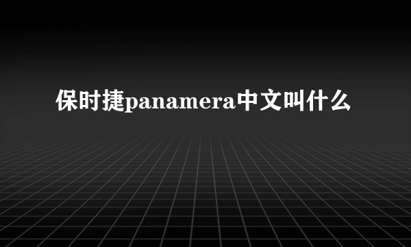 保时捷panamera中文叫什么