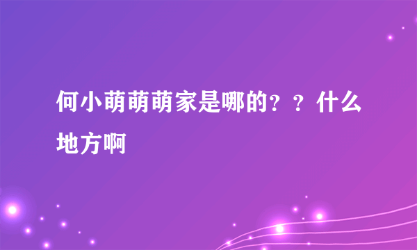 何小萌萌萌家是哪的？？什么地方啊