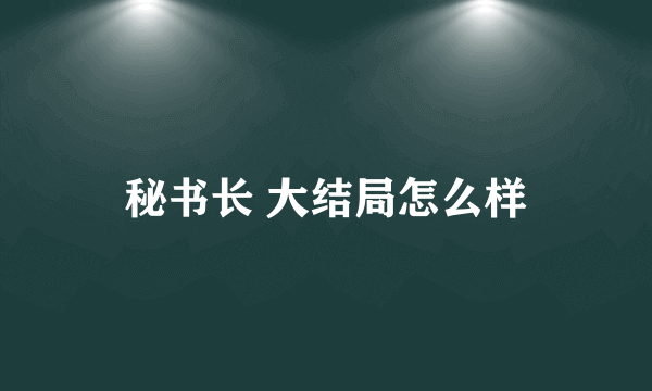 秘书长 大结局怎么样