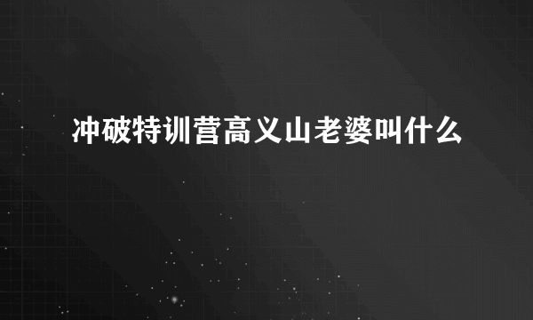 冲破特训营高义山老婆叫什么