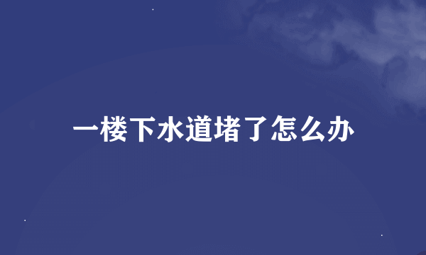 一楼下水道堵了怎么办