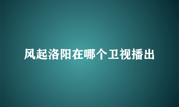 风起洛阳在哪个卫视播出