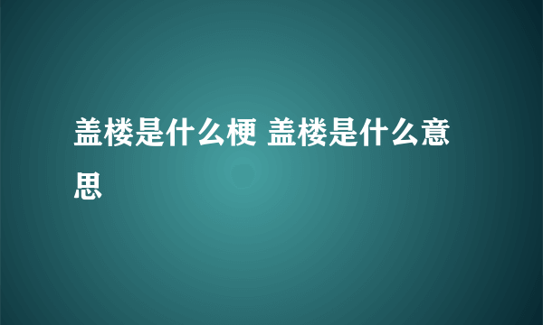 盖楼是什么梗 盖楼是什么意思