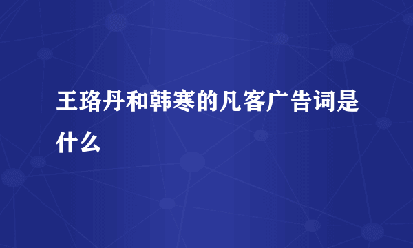 王珞丹和韩寒的凡客广告词是什么