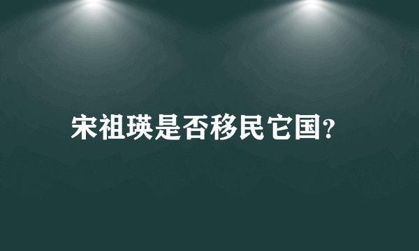 宋祖瑛是否移民它国？