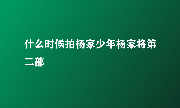 什么时候拍杨家少年杨家将第二部