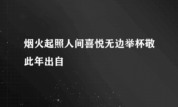 烟火起照人间喜悦无边举杯敬此年出自