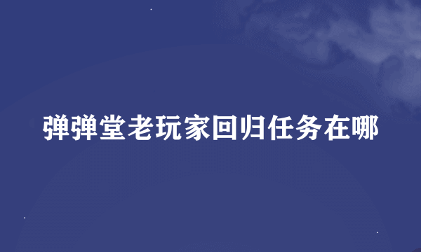 弹弹堂老玩家回归任务在哪