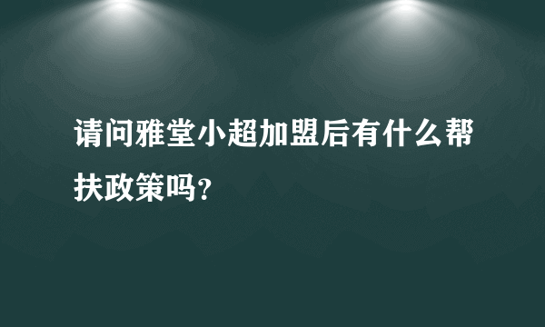 请问雅堂小超加盟后有什么帮扶政策吗？