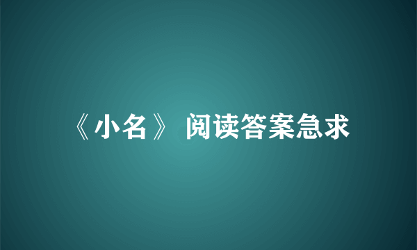 《小名》 阅读答案急求