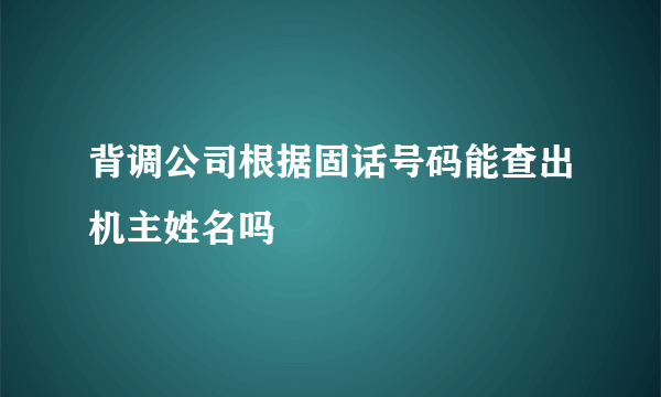 背调公司根据固话号码能查出机主姓名吗