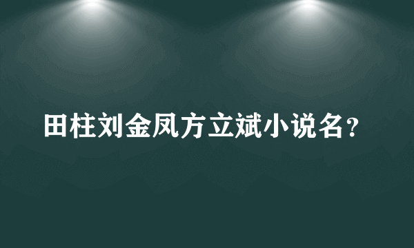 田柱刘金凤方立斌小说名？