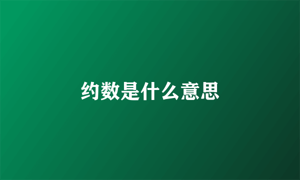 约数是什么意思