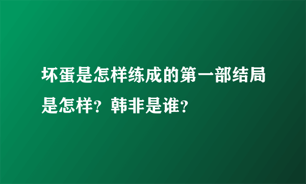 坏蛋是怎样练成的第一部结局是怎样？韩非是谁？