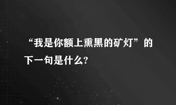 “我是你额上熏黑的矿灯”的下一句是什么?