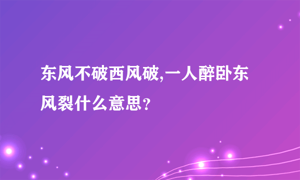 东风不破西风破,一人醉卧东风裂什么意思？