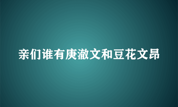 亲们谁有庚澈文和豆花文昂