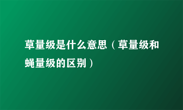 草量级是什么意思（草量级和蝇量级的区别）