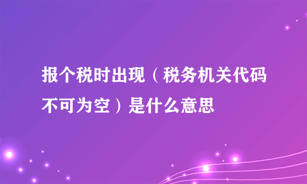 报个税时出现（税务机关代码不可为空）是什么意思