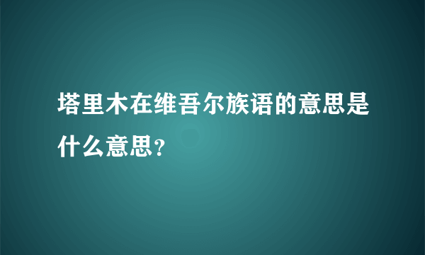 塔里木在维吾尔族语的意思是什么意思？