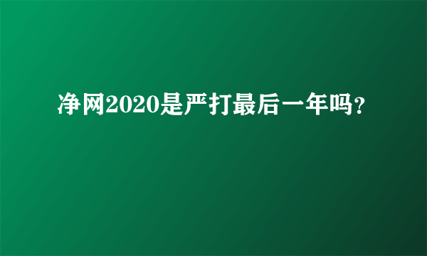 净网2020是严打最后一年吗？