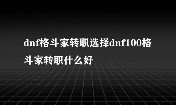 dnf格斗家转职选择dnf100格斗家转职什么好