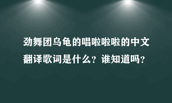 劲舞团乌龟的唱啦啦啦的中文翻译歌词是什么？谁知道吗？