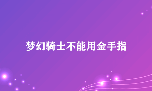 梦幻骑士不能用金手指