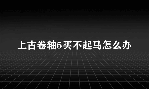 上古卷轴5买不起马怎么办