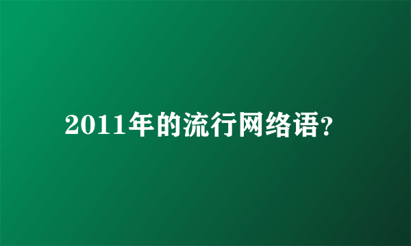 2011年的流行网络语？