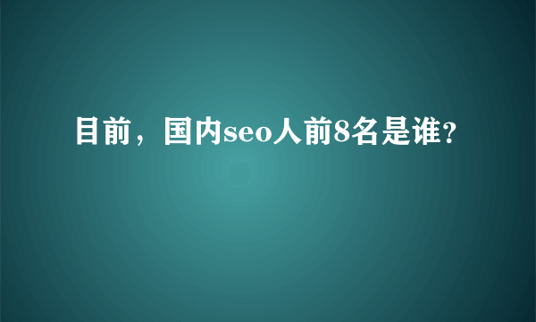 目前，国内seo人前8名是谁？