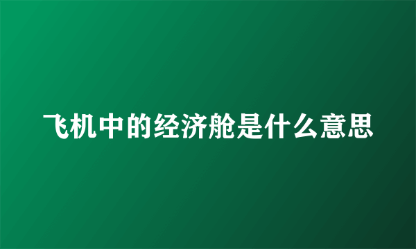 飞机中的经济舱是什么意思