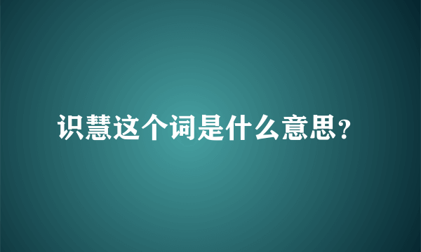 识慧这个词是什么意思？