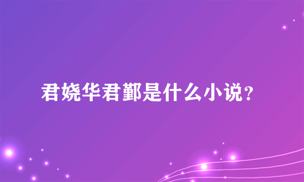 君娆华君鄞是什么小说？