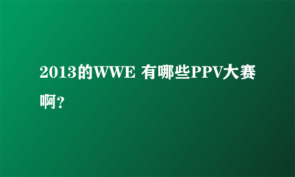 2013的WWE 有哪些PPV大赛啊？