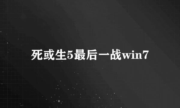 死或生5最后一战win7