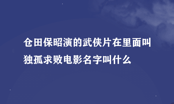 仓田保昭演的武侠片在里面叫独孤求败电影名字叫什么