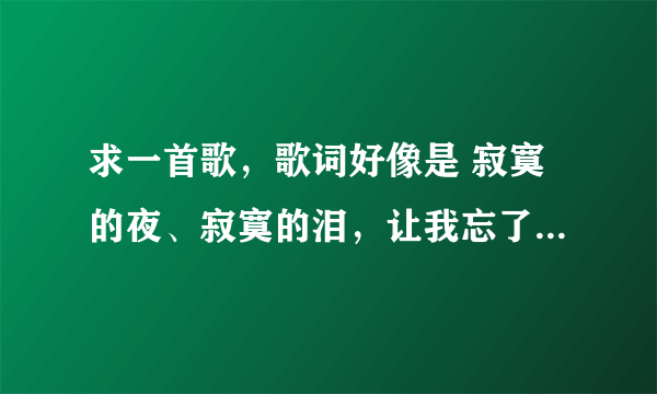 求一首歌，歌词好像是 寂寞的夜、寂寞的泪，让我忘了时间忘了一切