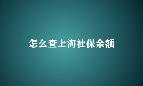 怎么查上海社保余额