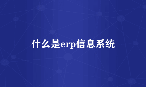 什么是erp信息系统