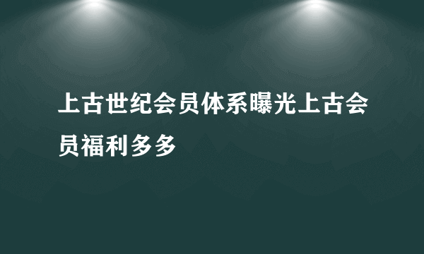 上古世纪会员体系曝光上古会员福利多多