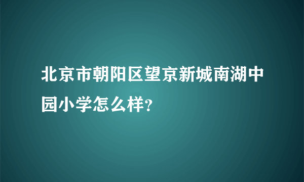 北京市朝阳区望京新城南湖中园小学怎么样？