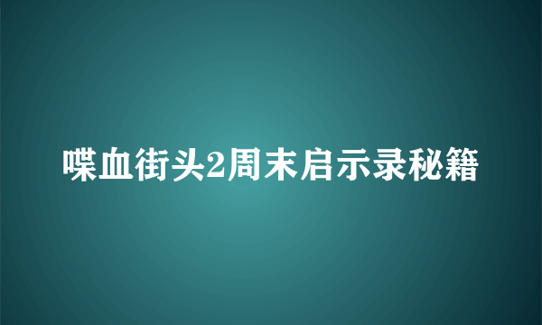 喋血街头2周末启示录秘籍