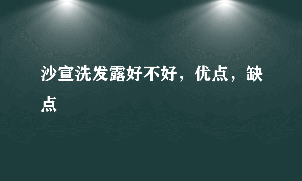 沙宣洗发露好不好，优点，缺点