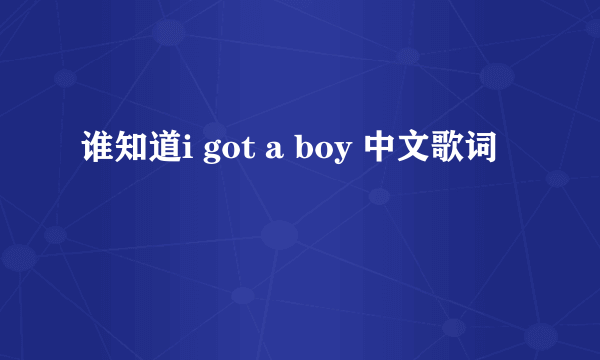 谁知道i got a boy 中文歌词