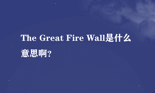 The Great Fire Wall是什么意思啊？