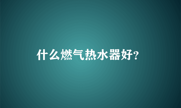 什么燃气热水器好？