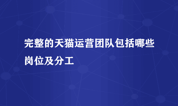 完整的天猫运营团队包括哪些岗位及分工